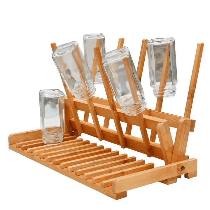 Glass cups with bamboo lids wholesale 12 Bottle Drying Rack