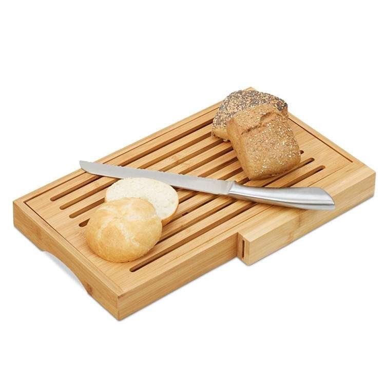 Bamboo Bread Slicer Chopping Board With Crumb Tray