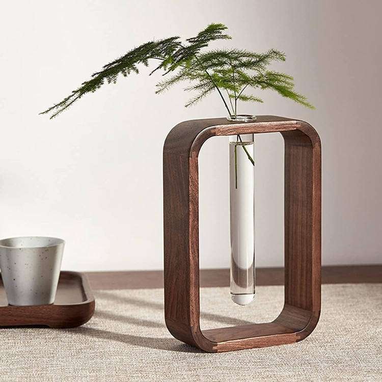 Glass Vases With Wooden Tray