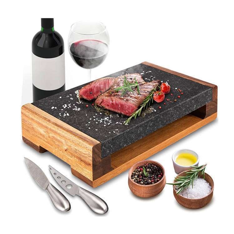 Lava Stone Steak Set with Bamboo Platter