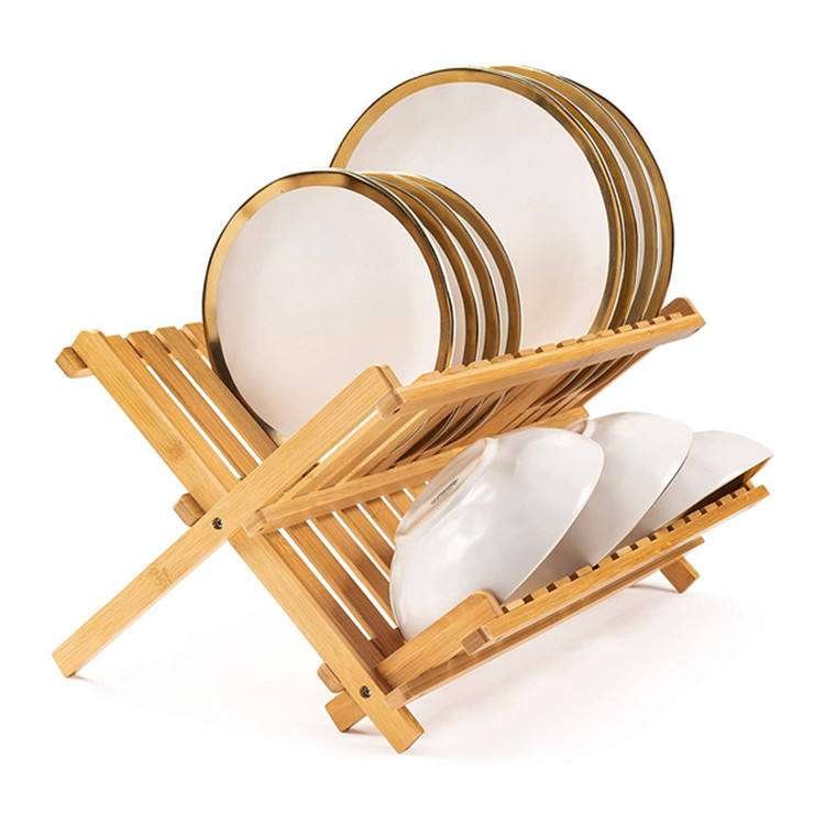 2-Tier Bamboo Plate Drainer
